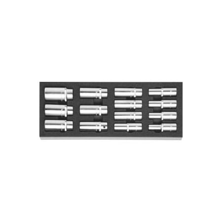Holex 14 Pc 1/2 inch Drive Socket Set in Foam, 10 mm to 27 mm 953635 14